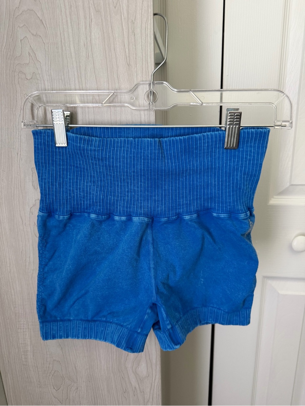 FP Movement by Free People Bright Blue Ribbed High-Waist Athletic Shorts - M/L
